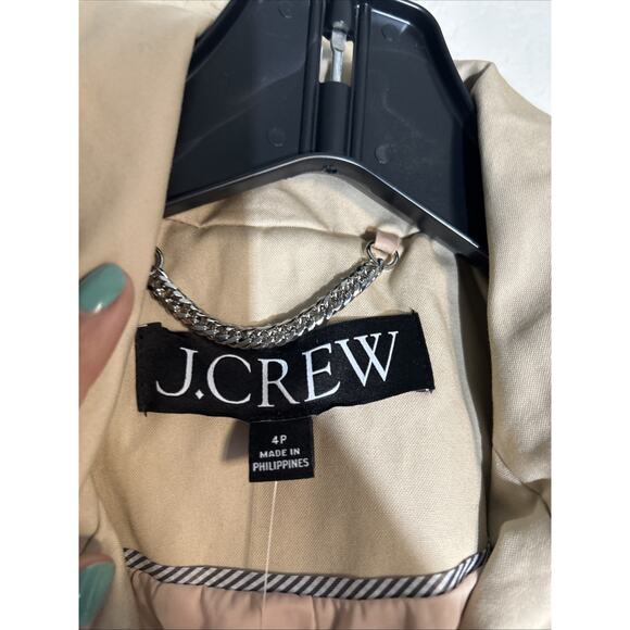 J.CREW New Icon Hooded Trench Coat Vintage Khaki Size 4P Style# BF458